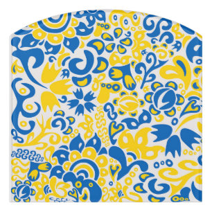 Folklore pattern with Ukrainian flag colors  Door Sign