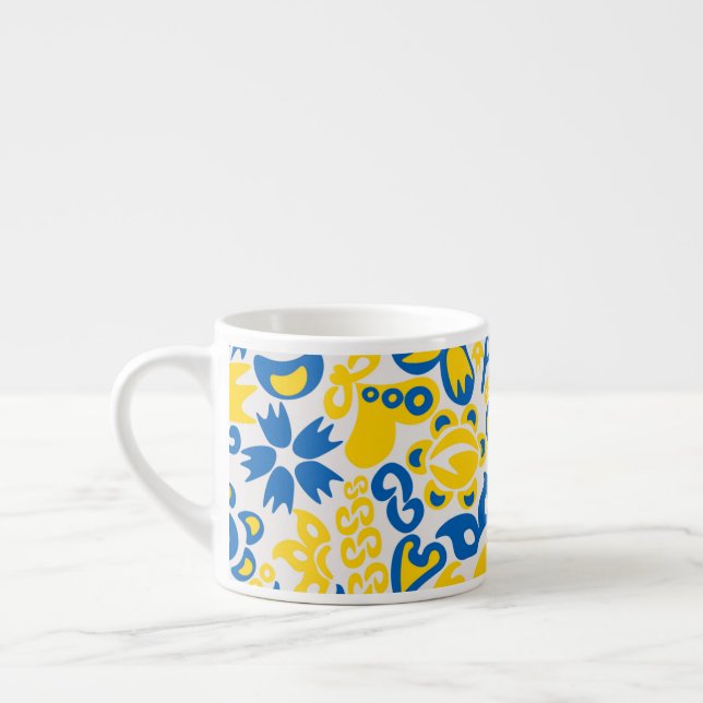 Folklore pattern with Ukrainian flag colors  Espresso Cup (Left)