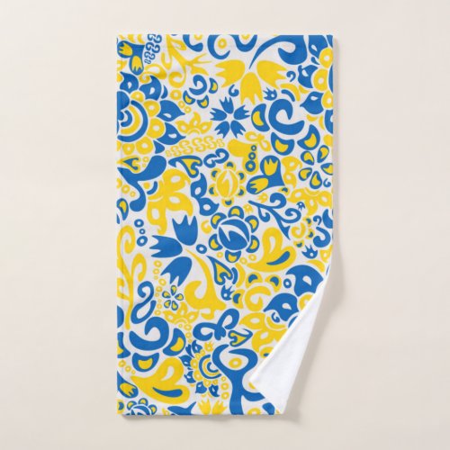Folklore pattern with Ukrainian flag colors  Hand Towel