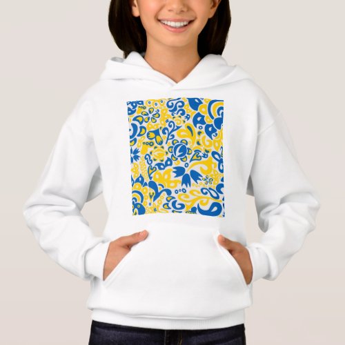 Folklore pattern with Ukrainian flag colors  Hoodie