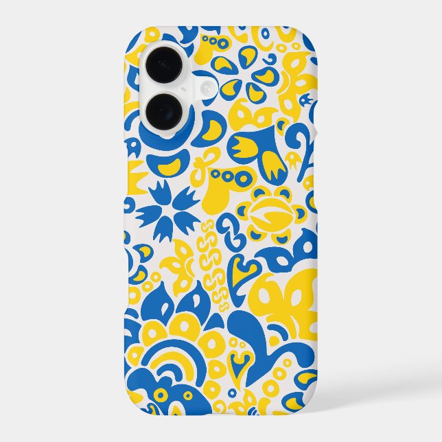 Folklore pattern with Ukrainian flag colors Iphone Case (Back)