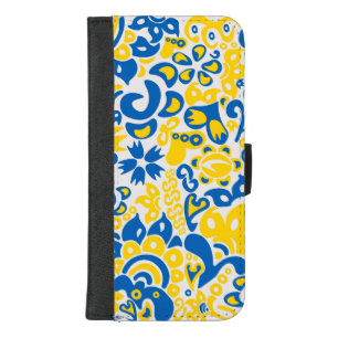 Folklore pattern with Ukrainian flag colors iPhone 8/7 Plus Wallet Case