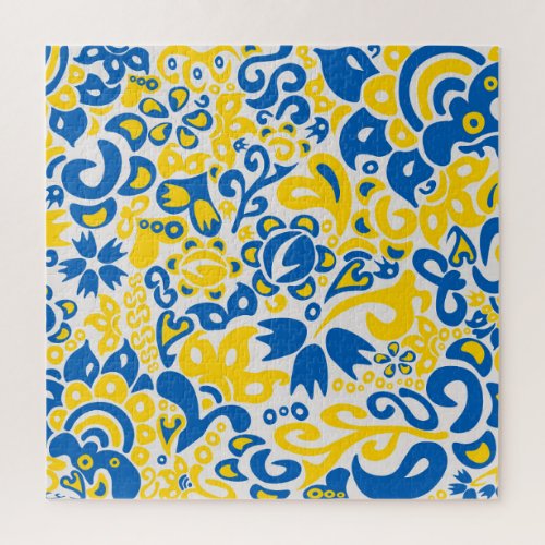Folklore pattern with Ukrainian flag colors  Jigsaw Puzzle