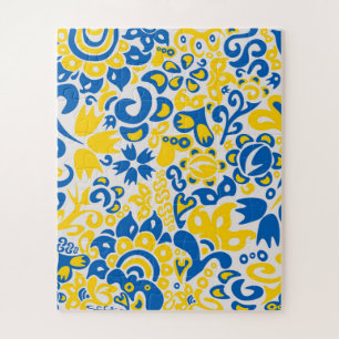 Folklore pattern with Ukrainian flag colors  Jigsaw Puzzle