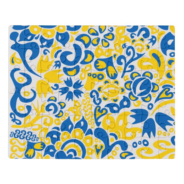 Folklore pattern with Ukrainian flag colors Jigsaw Puzzle (Puzzle Horizontal)