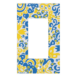 Folklore pattern with Ukrainian flag colors Light Switch Cover
