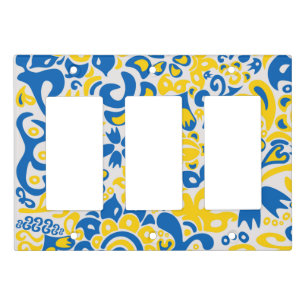 Folklore pattern with Ukrainian flag colors Light Switch Cover