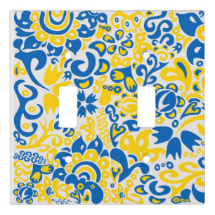 Folklore pattern with Ukrainian flag colors Light Switch Cover