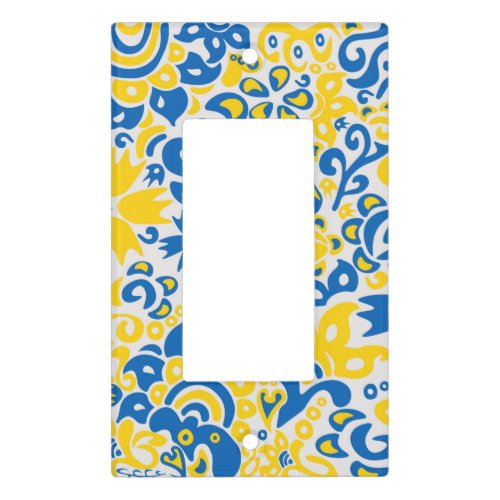 Folklore pattern with Ukrainian flag colors  Light Switch Cover