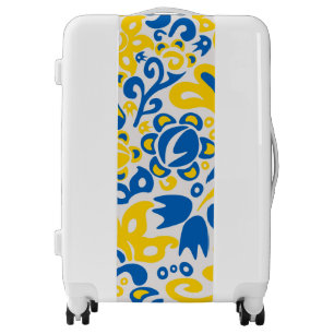 Folklore pattern with Ukrainian flag colors  Luggage