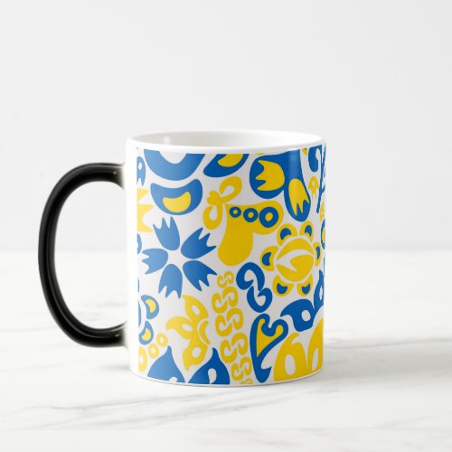 Folklore pattern with Ukrainian flag colors  Magic Mug