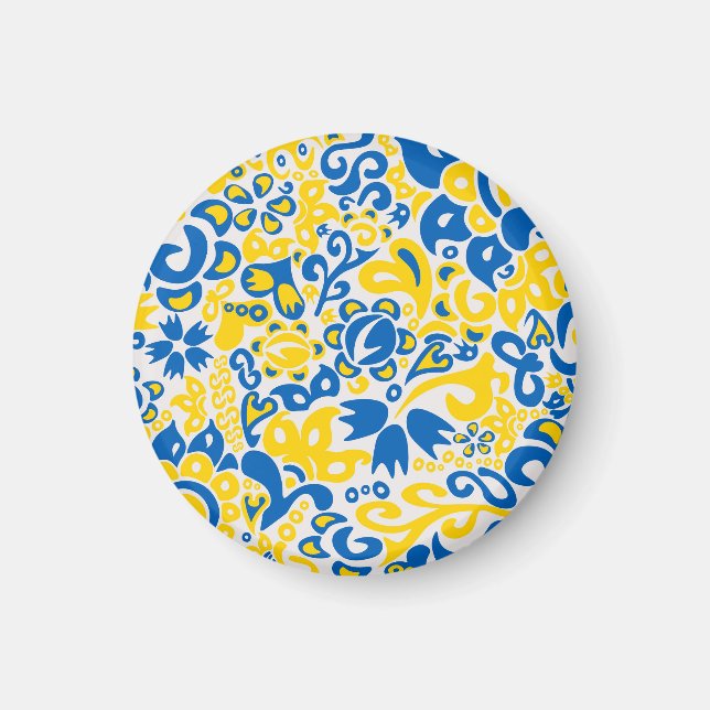 Folklore pattern with Ukrainian flag colors  Magnet (Front)