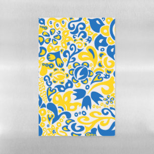 Folklore pattern with Ukrainian flag colors  Magnetic Dry Erase Sheet