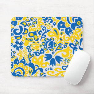 Folklore pattern with Ukrainian flag colors  Mouse Pad