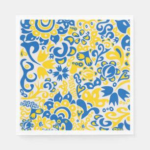 Folklore pattern with Ukrainian flag colors Napkins