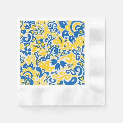 Folklore pattern with Ukrainian flag colors  Napkins