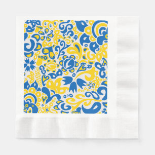 Folklore pattern with Ukrainian flag colors Napkins
