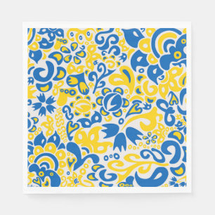 Folklore pattern with Ukrainian flag colors Napkins