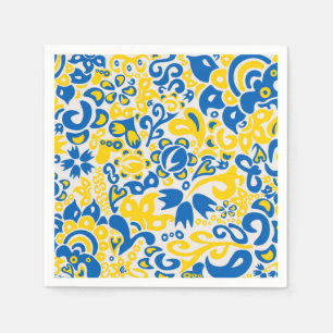 Folklore pattern with Ukrainian flag colors Napkins