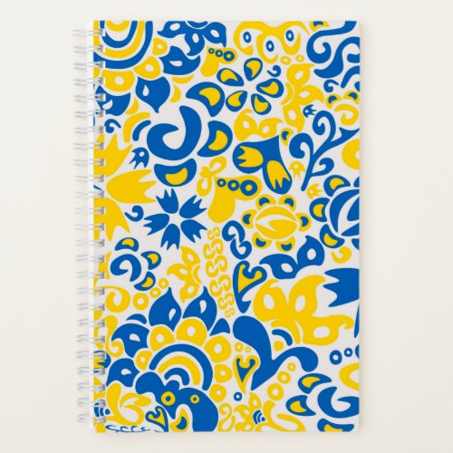 Folklore pattern with Ukrainian flag colors  Notebook