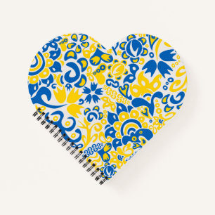 Folklore pattern with Ukrainian flag colors Notebook
