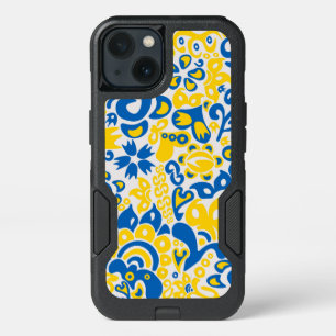 Folklore pattern with Ukrainian flag colors iPhone 13 Case