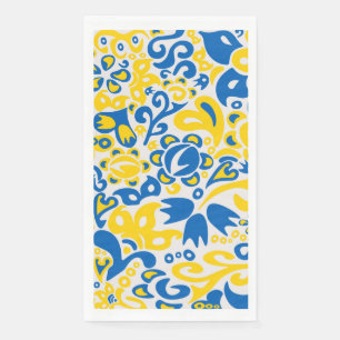 Folklore pattern with Ukrainian flag colors Paper Guest Towels