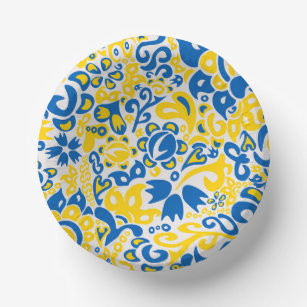 Folklore pattern with Ukrainian flag colors  Paper Bowls