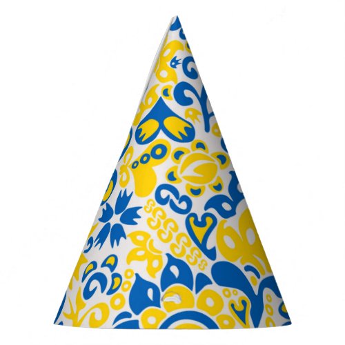 Folklore pattern with Ukrainian flag colors  Party Hat
