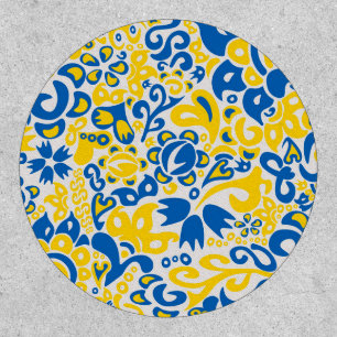 Folklore pattern with Ukrainian flag colors Patch