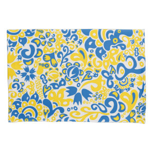 Folklore pattern with Ukrainian flag colors Pillow Case