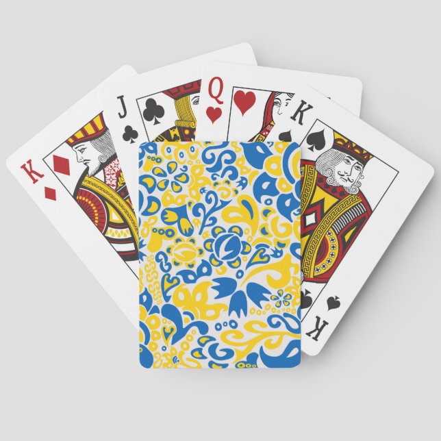 Folklore pattern with Ukrainian flag colors Poker Cards (Back)