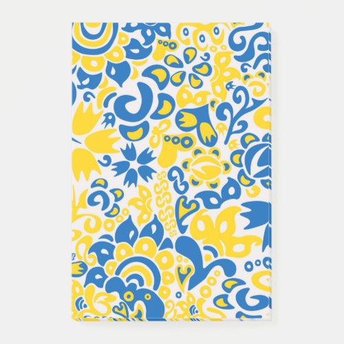 Folklore pattern with Ukrainian flag colors   Post_it Notes