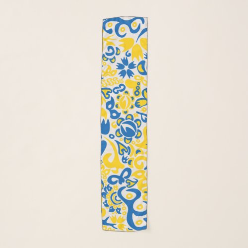 Folklore pattern with Ukrainian flag colors Scarf