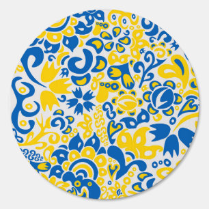 Folklore pattern with Ukrainian flag colors Sign