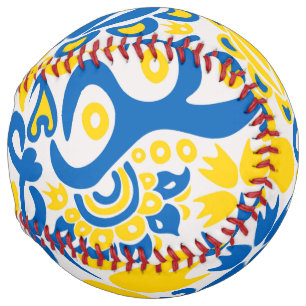 Folklore pattern with Ukrainian flag colors Softball