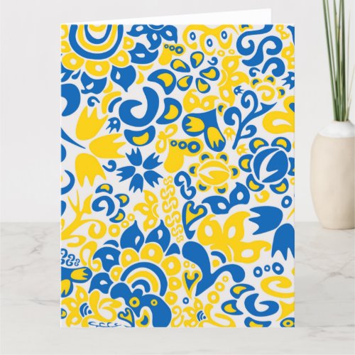 Folklore pattern with Ukrainian flag colors Thank You Card
