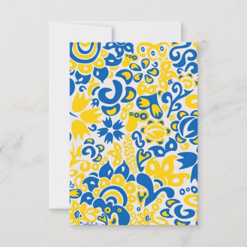 Folklore pattern with Ukrainian flag colors  Thank You Card