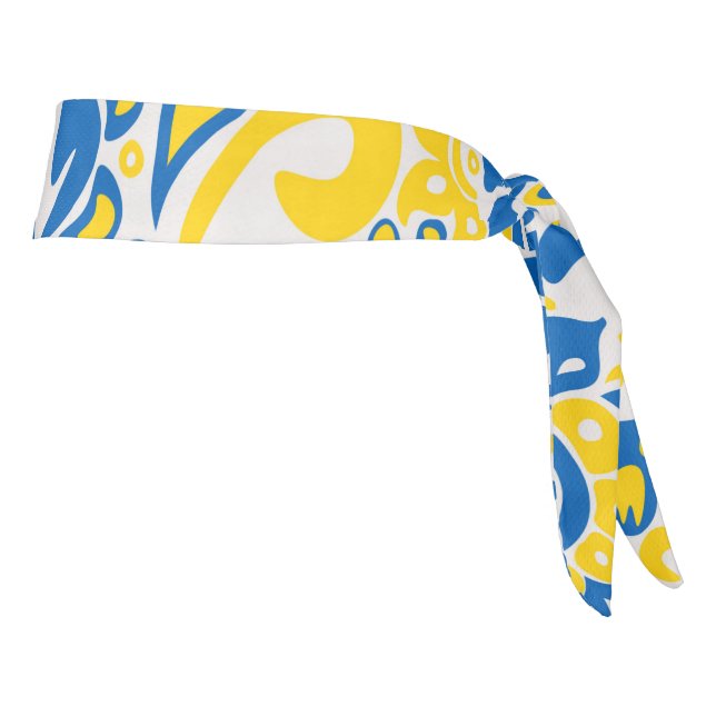 Folklore pattern with Ukrainian flag colors  Tie Headband (Rotate 90)