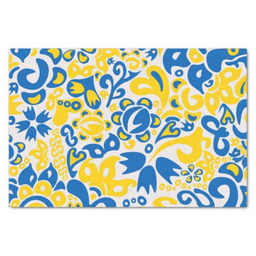 Folklore pattern with Ukrainian flag colors   Tissue Paper