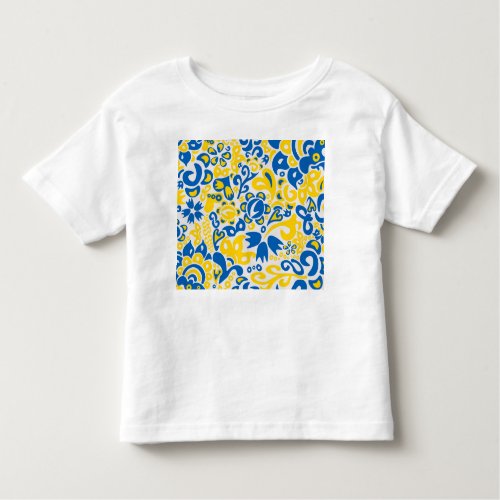 Folklore pattern with Ukrainian flag colors  Toddler T_shirt