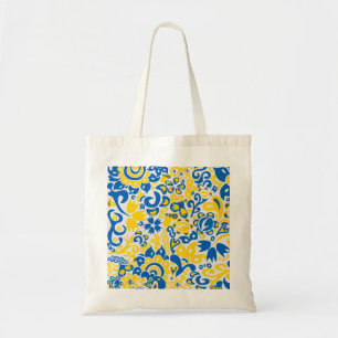 Folklore pattern with Ukrainian flag colors  Tote Bag
