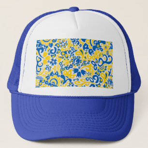 Folklore pattern with Ukrainian flag colors Trucker Hat
