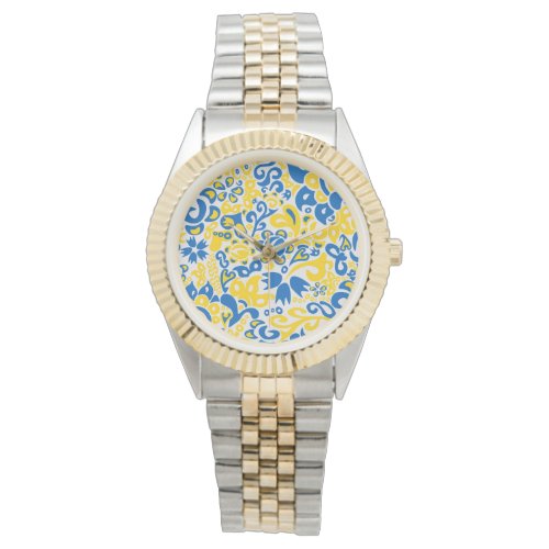 Folklore pattern with Ukrainian flag colors  Watch
