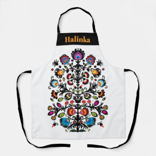 Folklore with black cut-out Wycinanki Apron