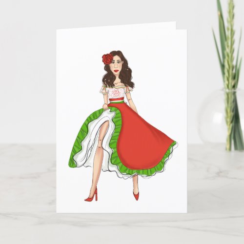 Folkloric Latina Dancer _ Cinco de Mayo Holiday Card