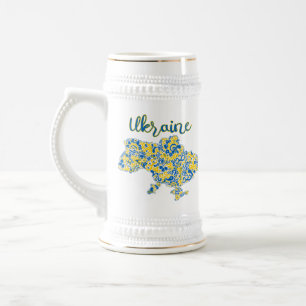 Folkloric pattern and Ukraine typography Beer Stei Stein