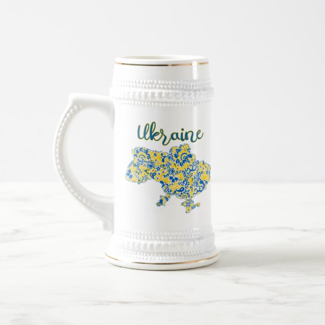 Folkloric pattern and Ukraine typography Beer Stei Stein (Left)