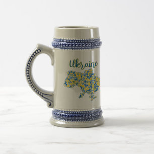 Folkloric pattern and Ukraine typography Beer Stein