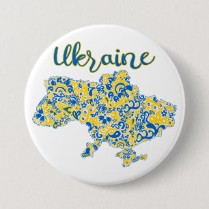 Folkloric pattern and Ukraine typography  Button